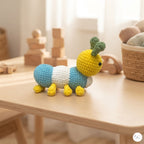 Crochet Bee Plush, Handmade Blue Yellow Amigurumi Bumblebee, Soft Stuffed Insect Toy, Bee Lover Gift, Garden Nursery Decor