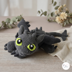 Black and White Dragon Crochet Pattern PDF, Large Fantasy Amigurumi Plush