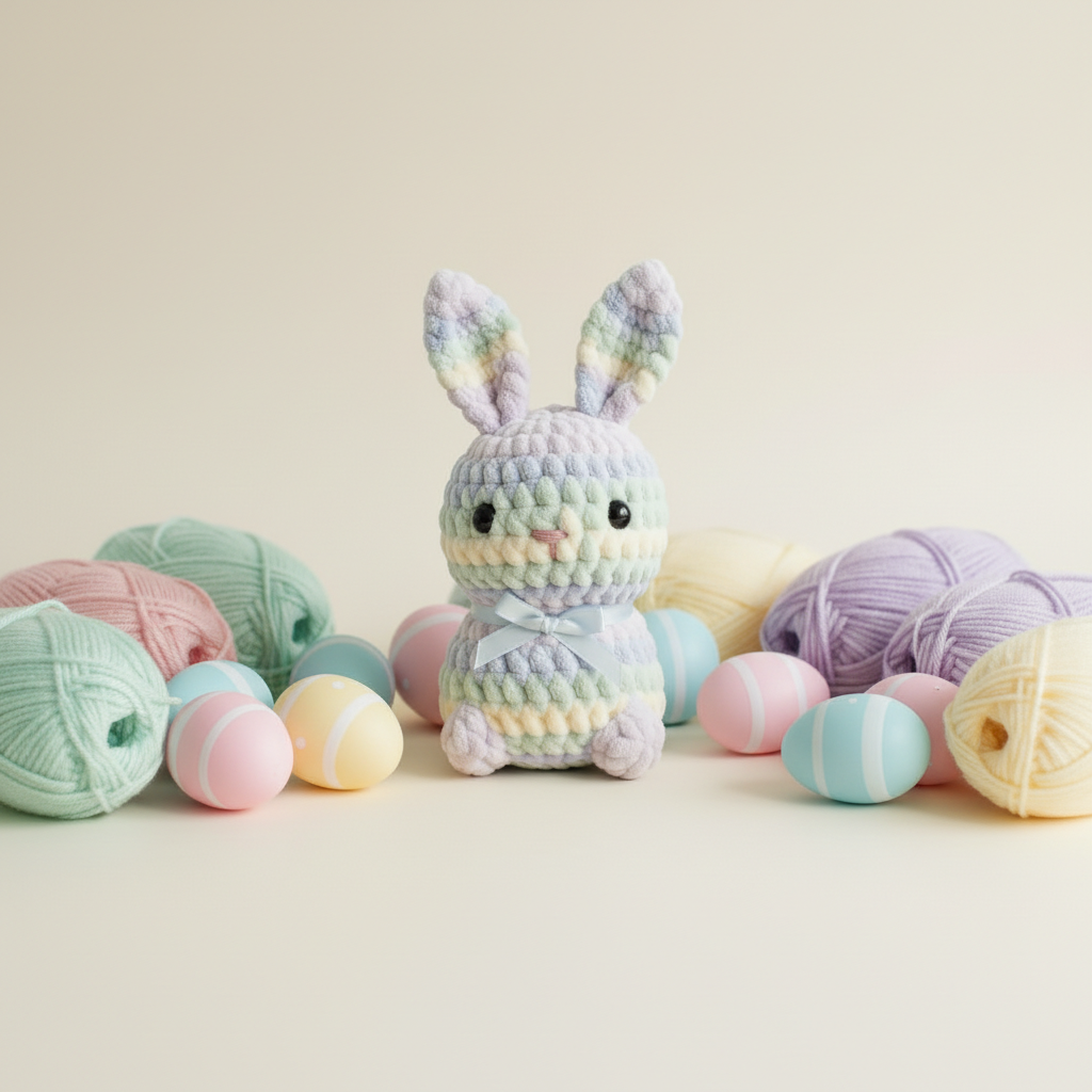 Bunny Crochet Pattern, Rainbow Bunny Amigurumi, Cute Easter Bunny Crochet, bunny crochet, Beginner Crochet Toy