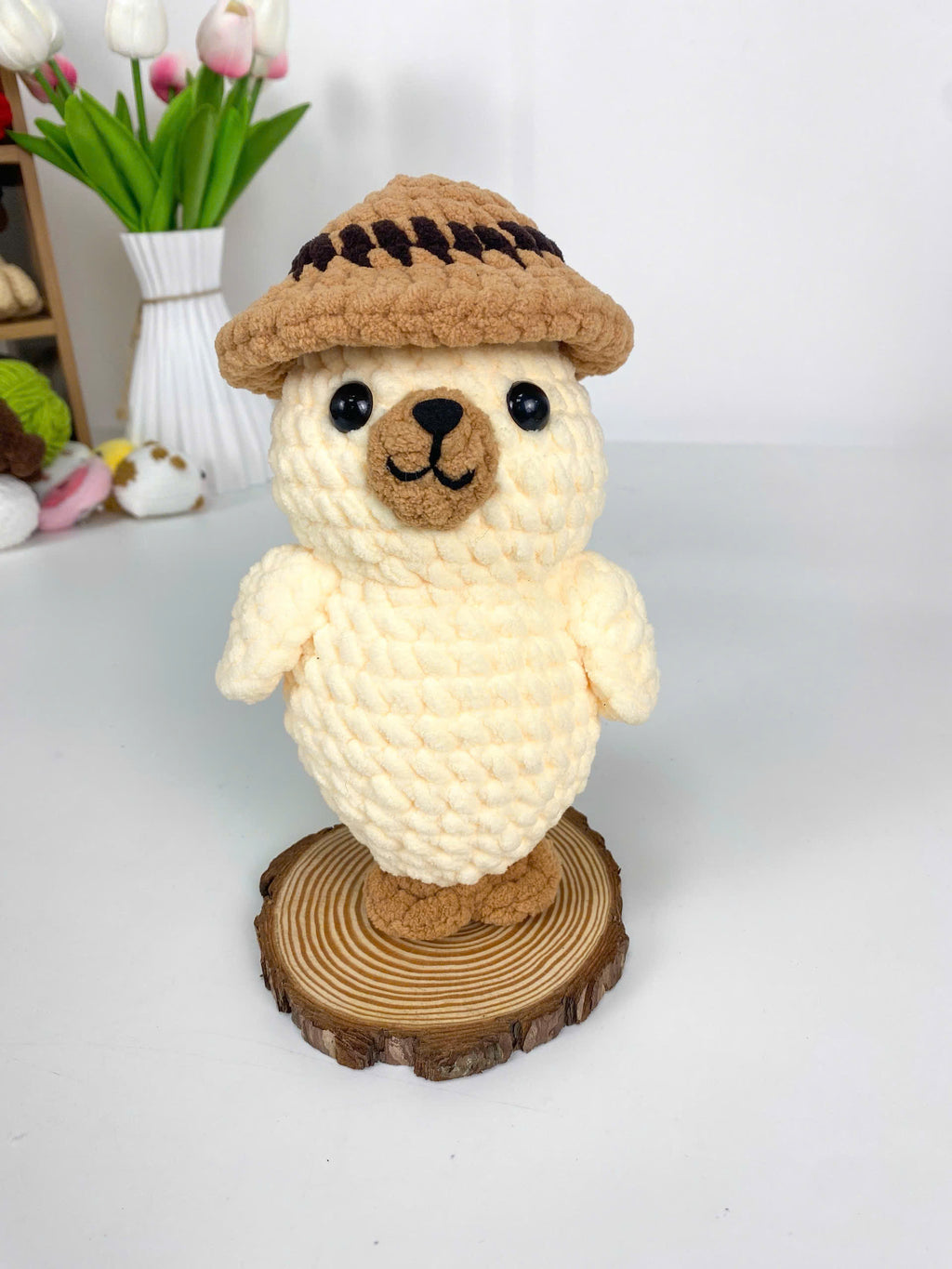 Seal Wearing A Hat Amigurumi Crochet Pattern, Stuffed Animal (PDF Tutorial)