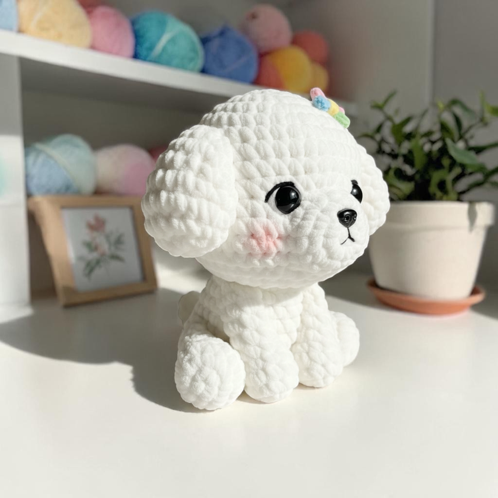 White Puppy Crochet Pattern PDF, Cute Dog Amigurumi Pattern