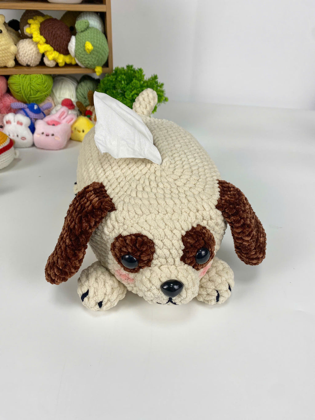 Crochet Brown Dog Tissue Box Cover Pattern: Amigurumi PDF (Digital Download)