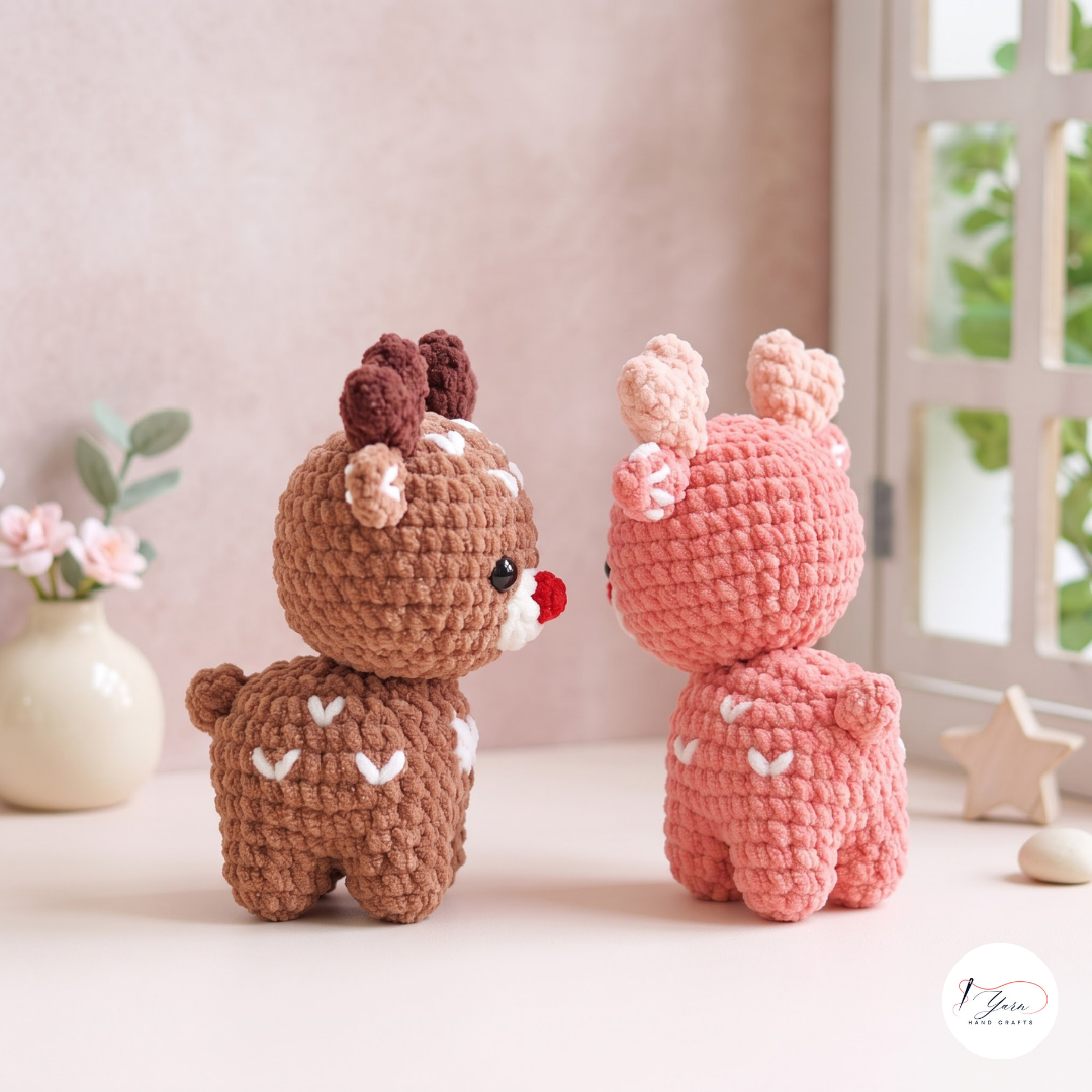 Romantic Reindeer Crochet Pattern PDF, Valentine Deer Amigurumi Plush