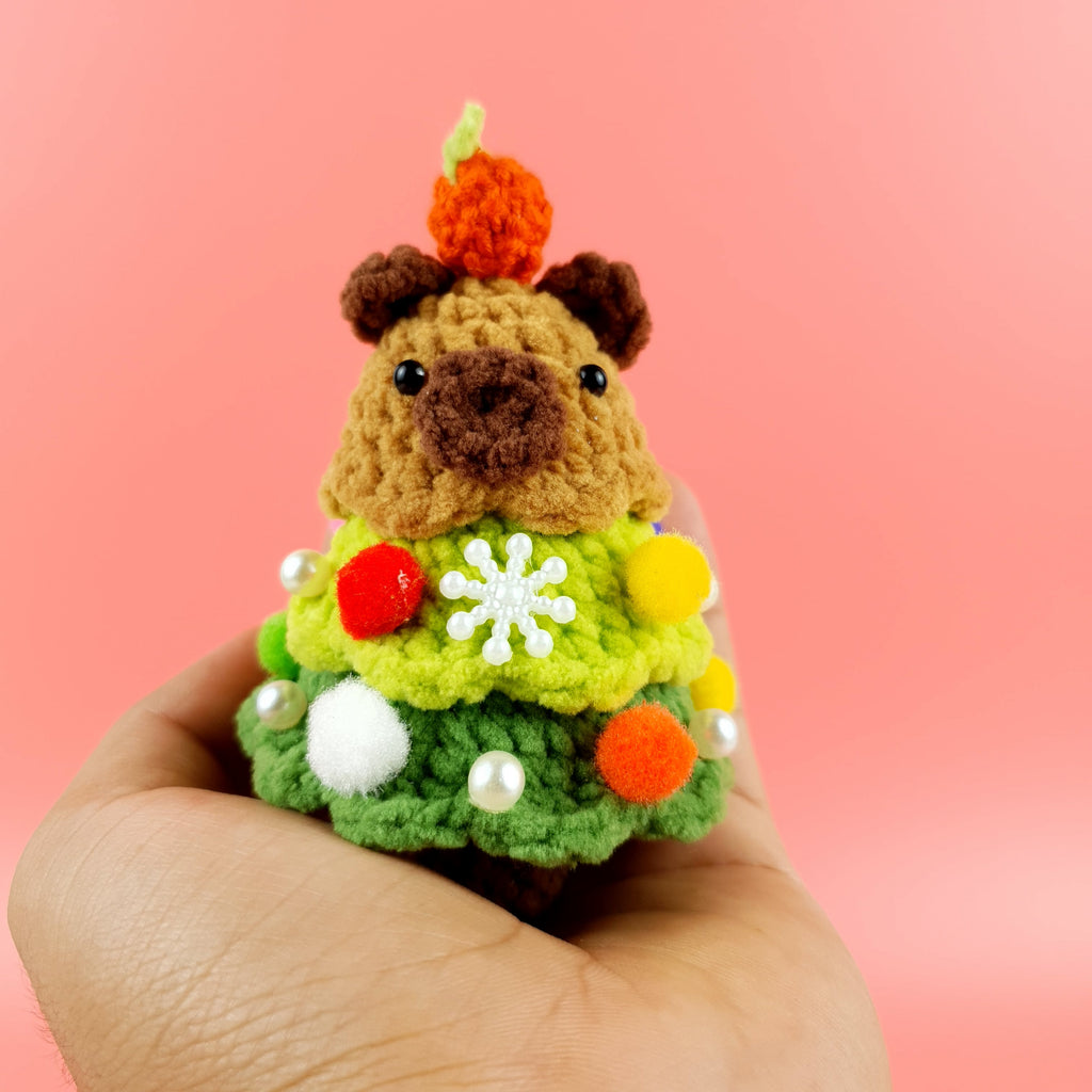 Capybara Christmas Tree Crochet Pattern PDF, Cute Holiday Amigurumi, Mini Xmas Ornament Tutorial