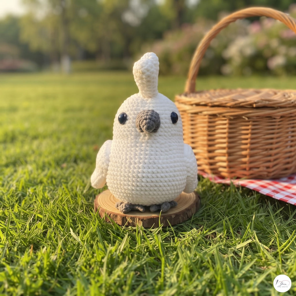 Crochet Cockatoo Plush, Handmade White Parrot Amigurumi, Soft Stuffed Bird Toy, Bird Lover Gift, Nursery Decor