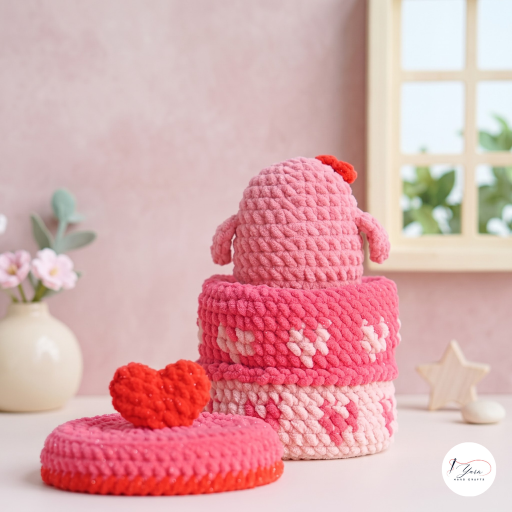 Penguin Gift Box Crochet Pattern PDF, Valentine Heart Amigurumi Storage Box