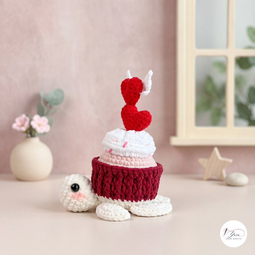 Valentine Turtle Crochet Pattern Bundle PDF, Cupcake Amigurumi Set