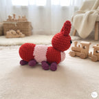 Crochet Caterpillar Plush, Handmade Red Amigurumi Bug, Soft Chenille Stuffed Insect Toy, Caterpillar Lover Gift, Nursery Decor