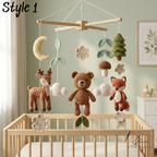 Handmade Woodland Baby Mobile, Crochet Crib Mobile with Bear, Deer & Fox, Forest Animal Nursery Decor, Neutral Baby Mobile, Baby Shower Gift