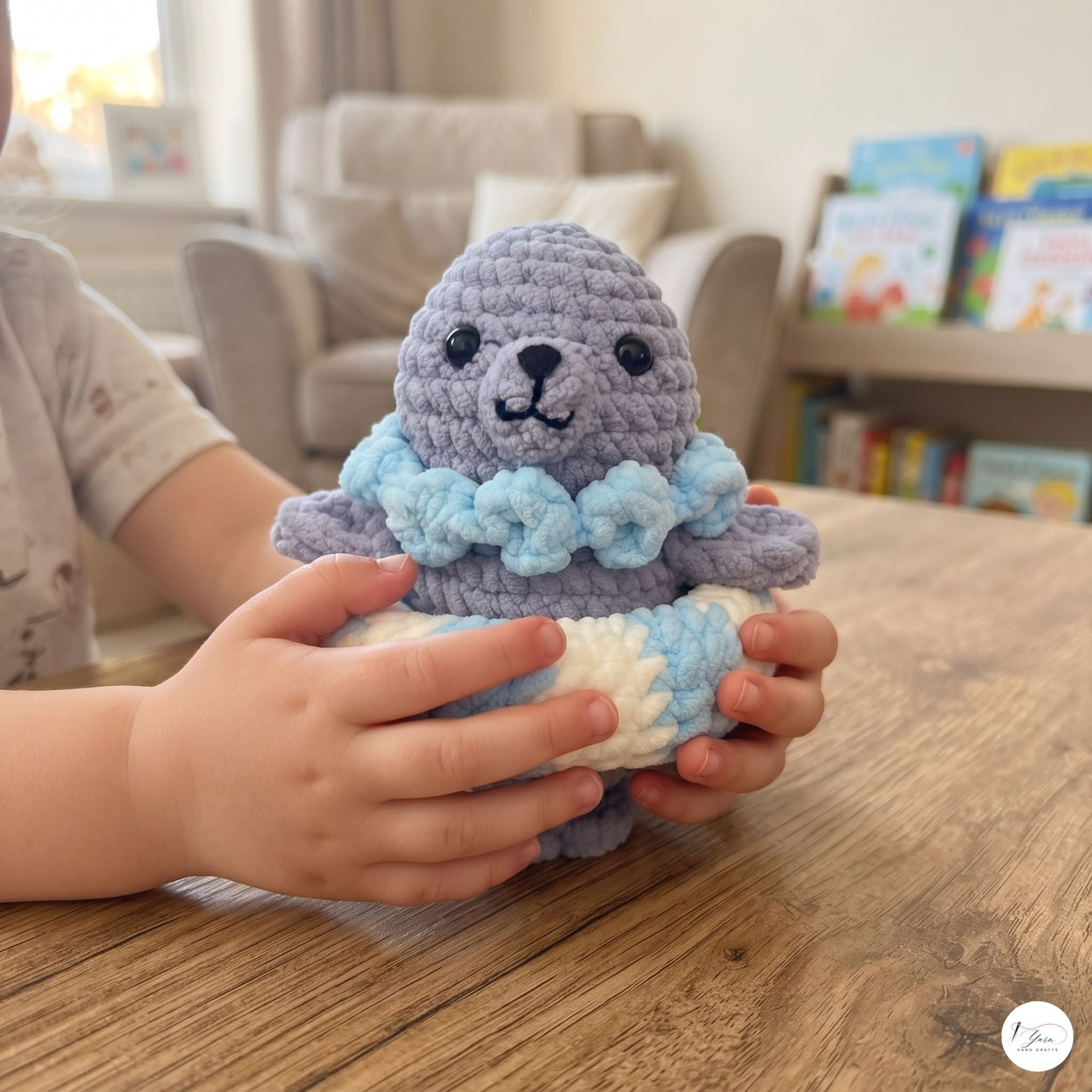 Crochet Seal Plush with Floatie, Handmade Amigurumi Sea Animal, Soft Ocean Stuffed Toy, Seal Lover Gift, Nursery Decor