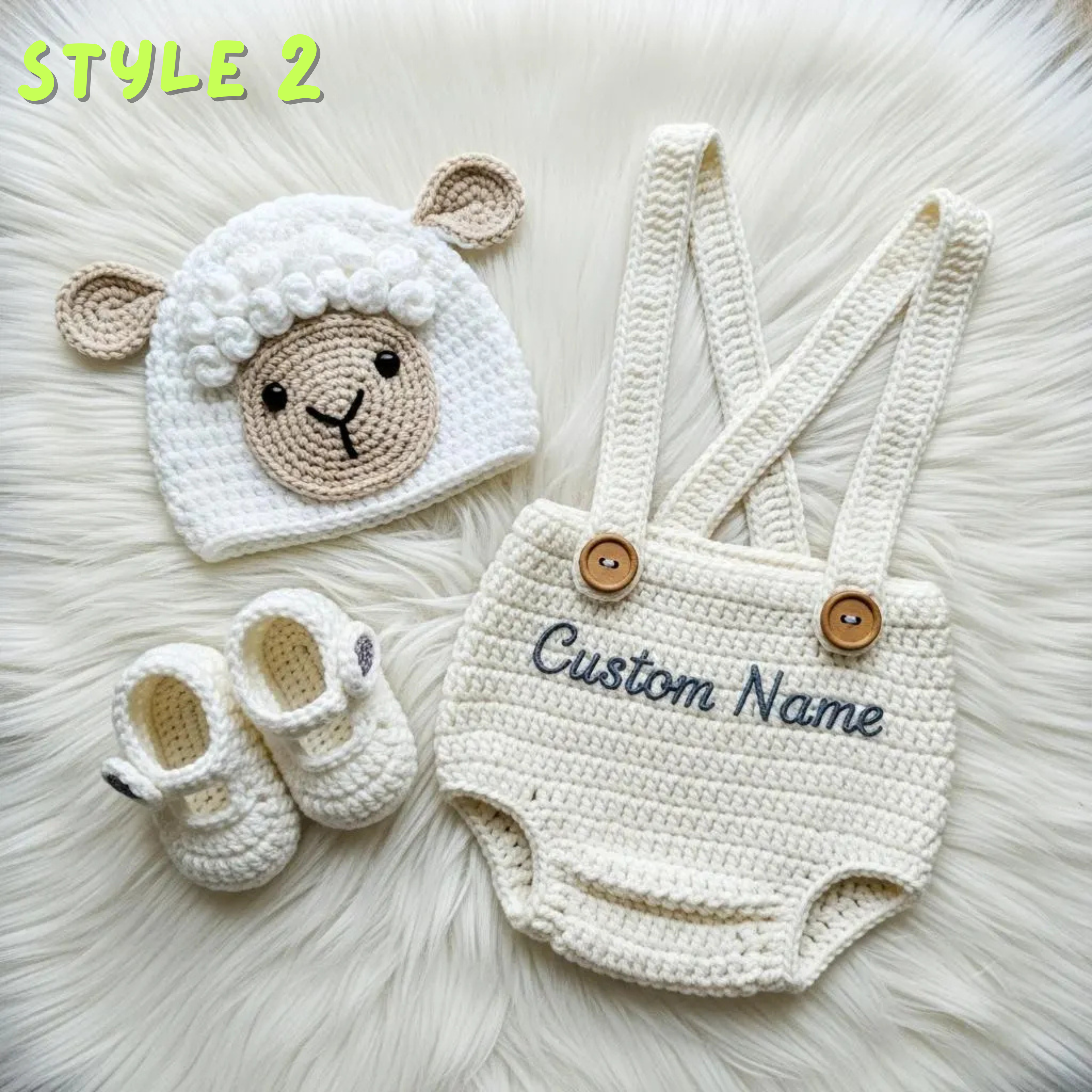 Personalized Crochet Baby Animal Outfit, Sheep Bunny or Cow Romper Set with Hat and Booties, Newborn Photo Prop, Baby Shower Gift