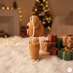 Crochet Gingerbread Mouse Plush, Handmade Christmas Amigurumi Toy, Holiday Stuffed Animal, Stocking Stuffer, Festive Decor