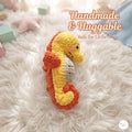 Handmade Crochet Seahorse Plush, Yellow Orange Amigurumi Sea Animal, Soft Stuffed Toy, Ocean Nursery Decor, Coastal Gift