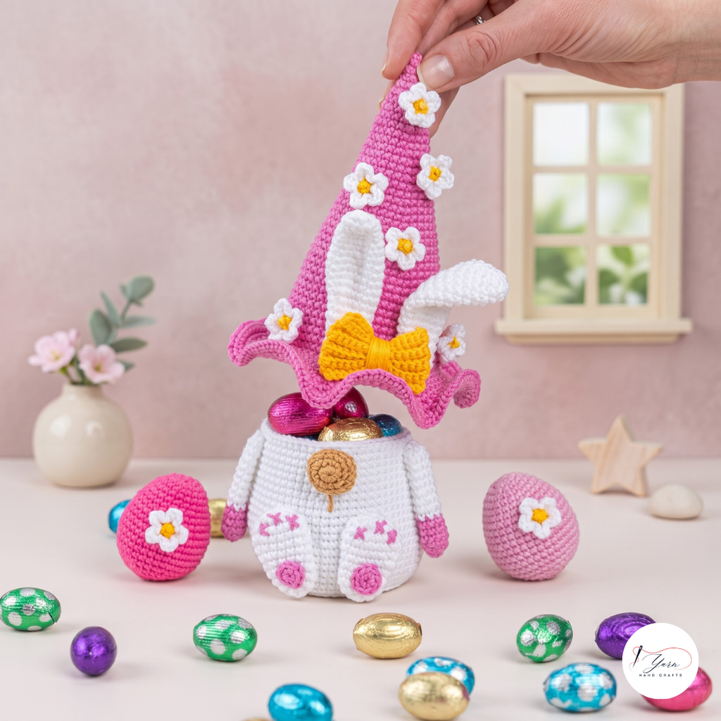 Easter Bunny Gnome Crochet Pattern PDF, Candy Holder Amigurumi
