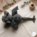 Black and White Dragon Crochet Pattern PDF, Large Fantasy Amigurumi Plush