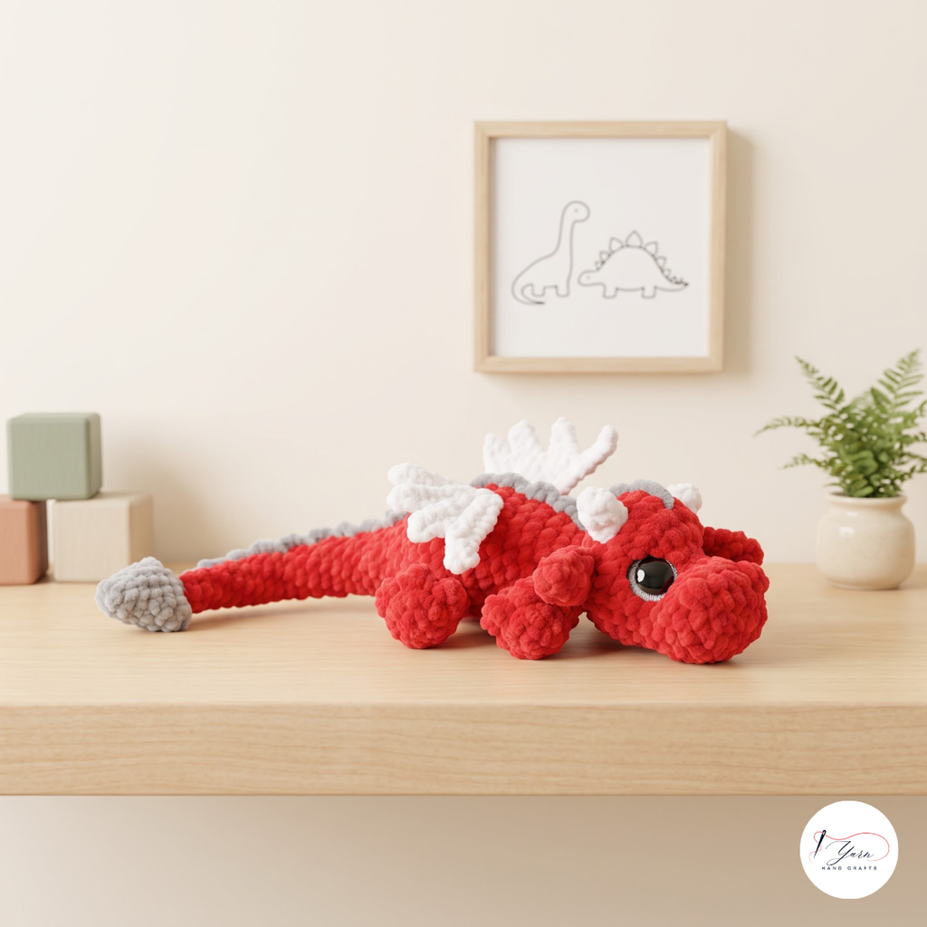 Lying Dragon Crochet Pattern PDF, 3 Sizes, Cute Amigurumi Plush Tutorial