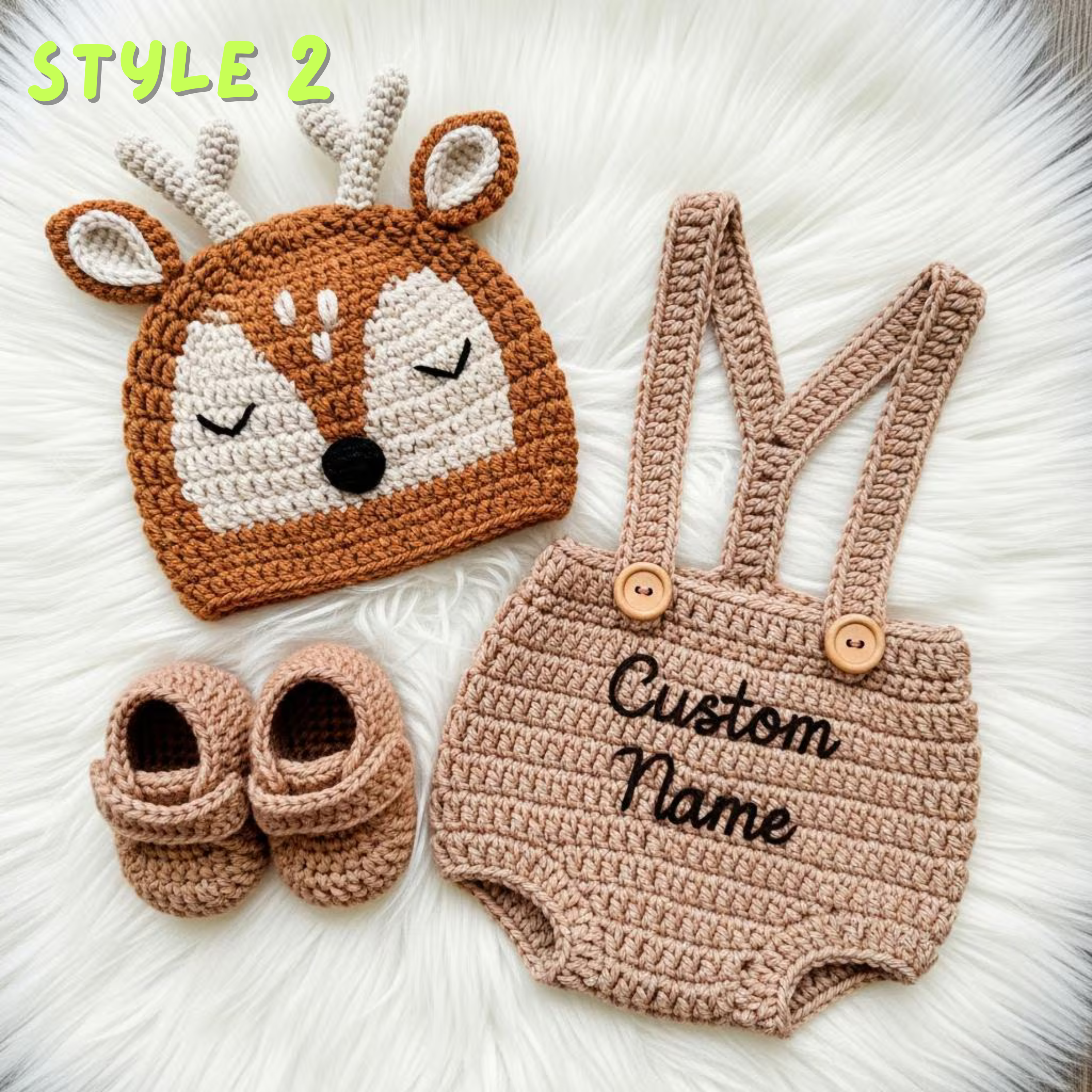 Personalized Crochet Safari Baby Outfit, Zebra Deer Giraffe Romper Set with Hat and Booties, Newborn Photo Prop, Baby Shower Gift