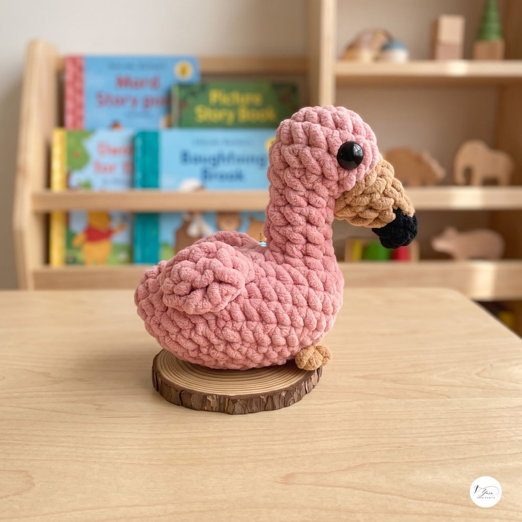 Handmade Crochet Flamingo Plush, Pink Amigurumi Bird Stuffed Animal, Soft Tropical Nursery Decor, Flamingo Lover Gift