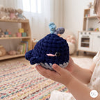 Handmade Crochet Whale Plush, Navy Blue Amigurumi Whale, Soft Ocean Animal Stuffed Toy, Whale Lover Gift, Nautical Nursery Decor
