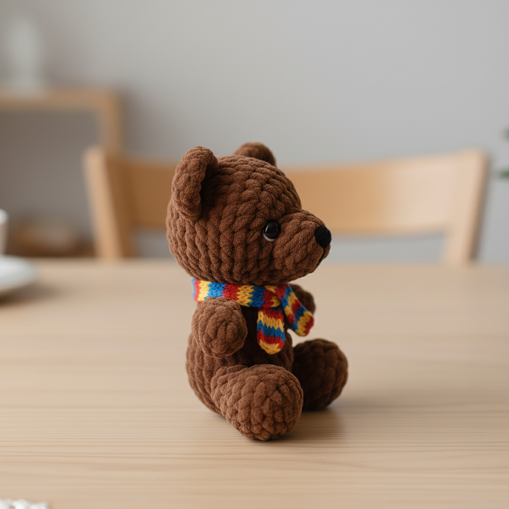 Teddy Bear Crochet Pattern PDF, Rainbow Scarf Bear Amigurumi, Cute Plush Bear Toy