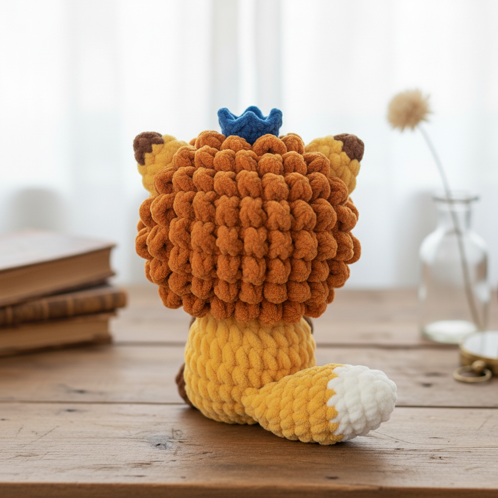 Mini Jungle Lion Crochet Pattern PDF – Cute Crown Lion Amigurumi Plush