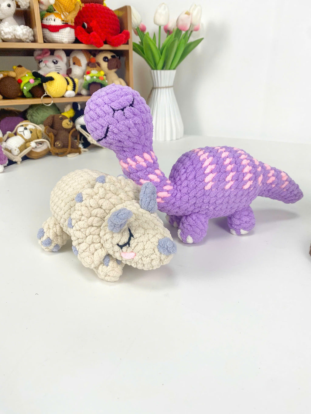 Purple Dragon Amigurumi Crochet Pattern: Triceratops Dinosaur (PDF Pattern)