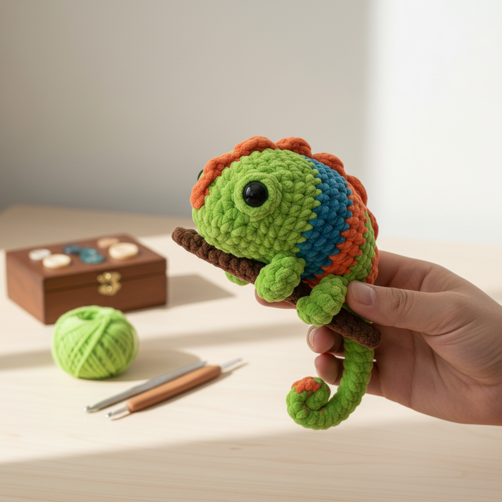 Chameleon Crochet Pattern, Amigurumi Chameleon Pattern, Cute Colorful Lizard Crochet