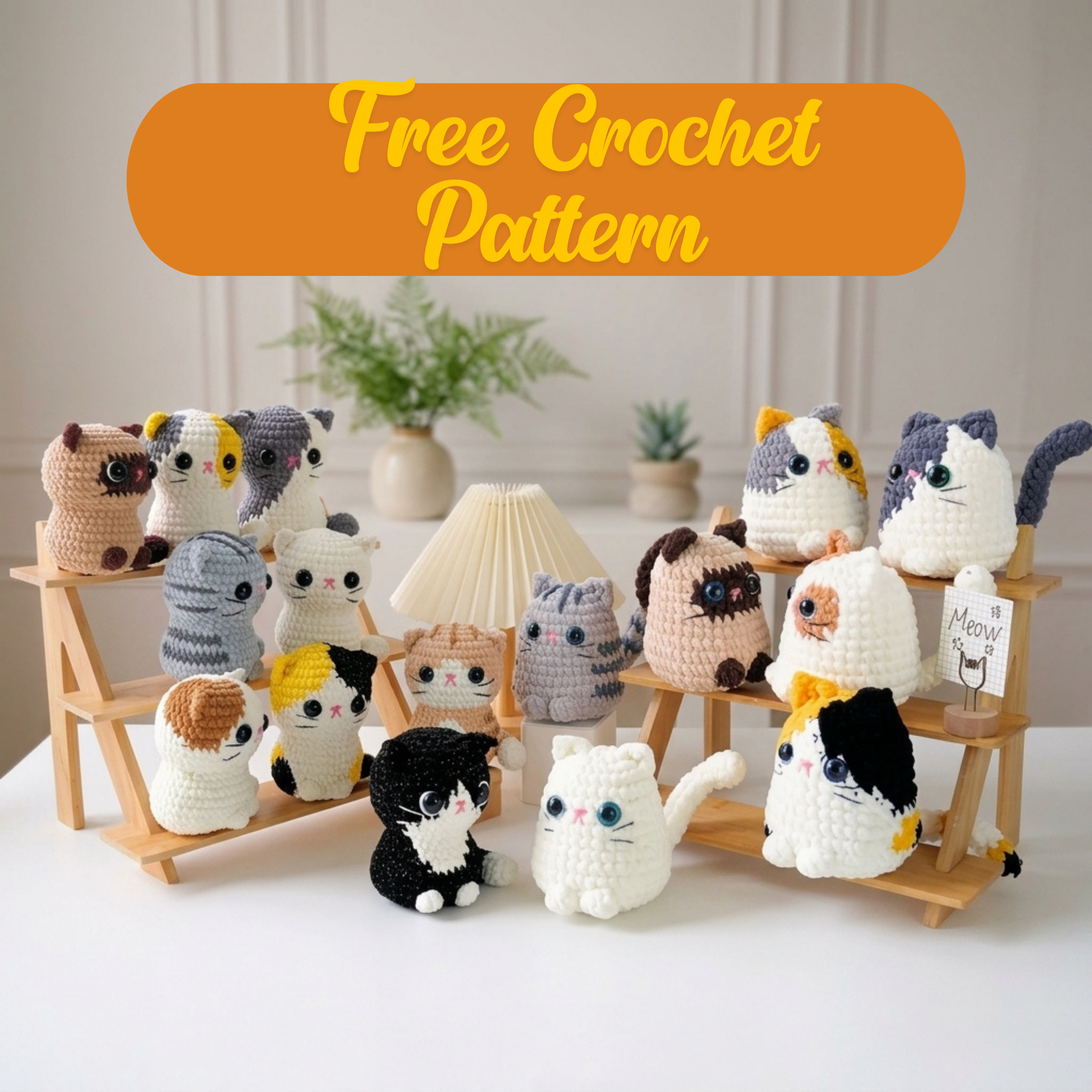 Cat Crochet Pattern Bundle, Chonky Kitten Amigurumi PDF, Free Gift