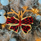 Reindeer Bow Crochet Pattern PDF, Christmas Bow Amigurumi Tutorial, Deer Antler Hair Bow Digital Download