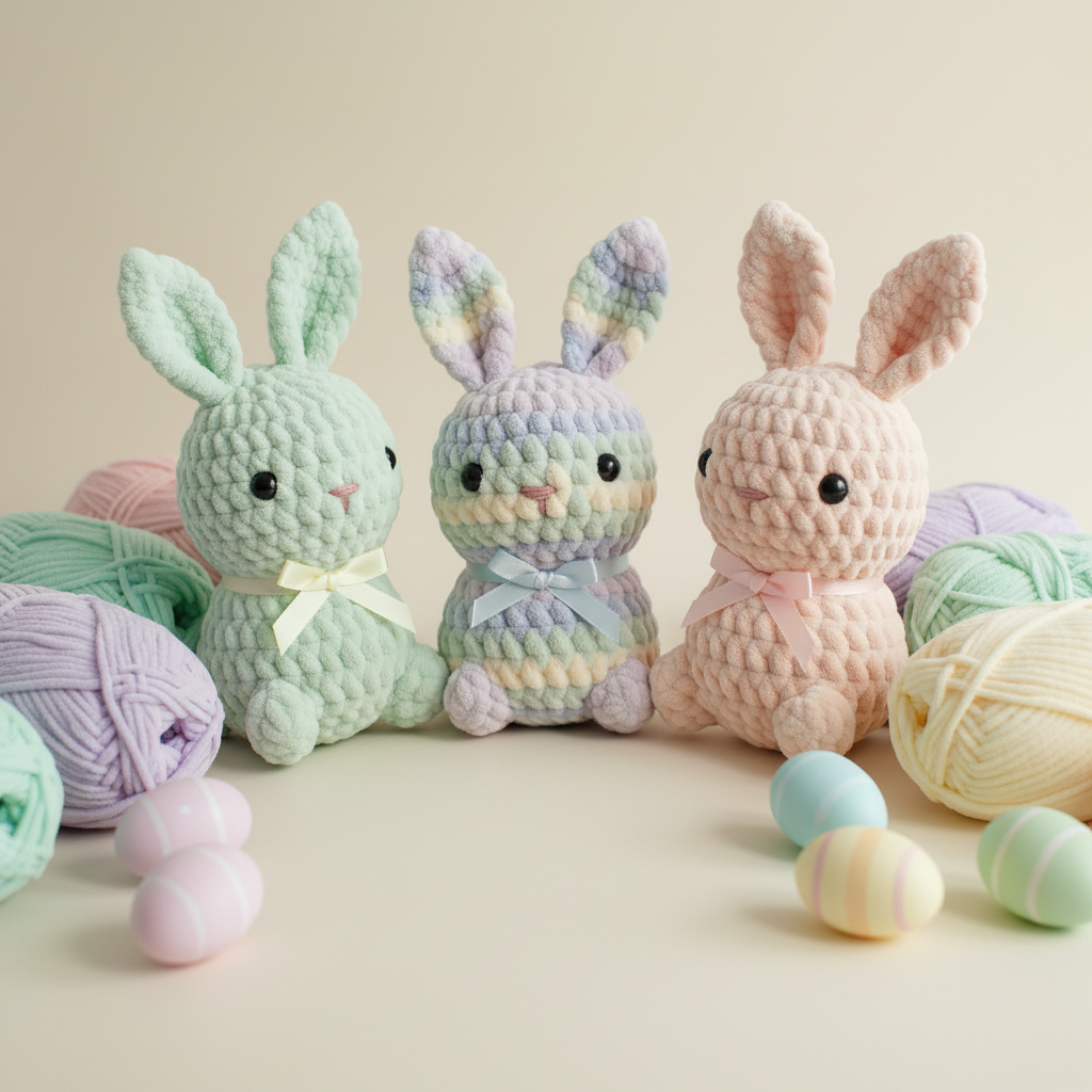 Bunny Crochet Pattern, Rainbow Bunny Amigurumi, Cute Easter Bunny Crochet, bunny crochet, Beginner Crochet Toy