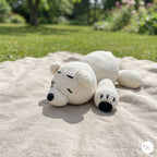 Crochet Polar Bear Plush, Handmade White Amigurumi Bear, Lying Arctic Animal Stuffed Toy, Winter Nursery Decor, Bear Lover Gift
