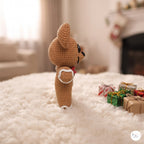 Crochet Gingerbread Bear Plush, Handmade Christmas Amigurumi Teddy, Holiday Stuffed Animal, Stocking Stuffer, Festive Decor