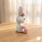 Handmade Crochet Bunny Plush, White Pink Amigurumi Rabbit, Soft Stuffed Animal, Easter Bunny Gift, Cute Nursery Decor