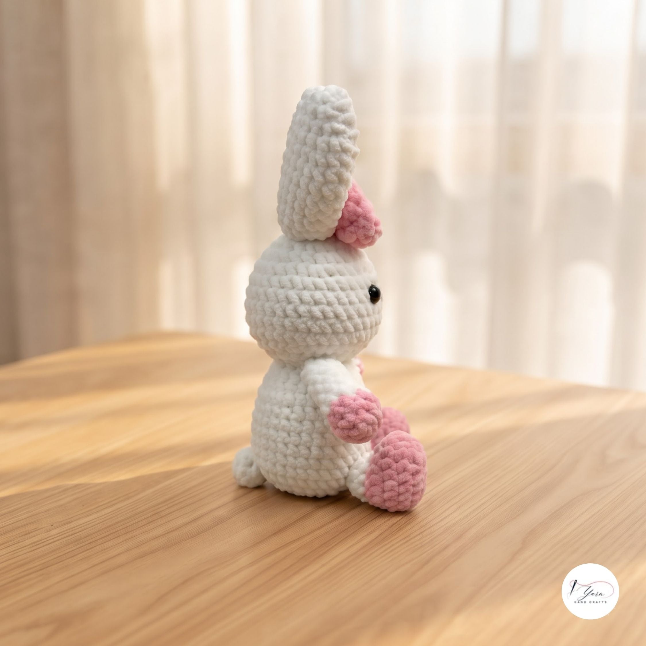 Handmade Crochet Bunny Plush, White Pink Amigurumi Rabbit, Soft Stuffed Animal, Easter Bunny Gift, Cute Nursery Decor