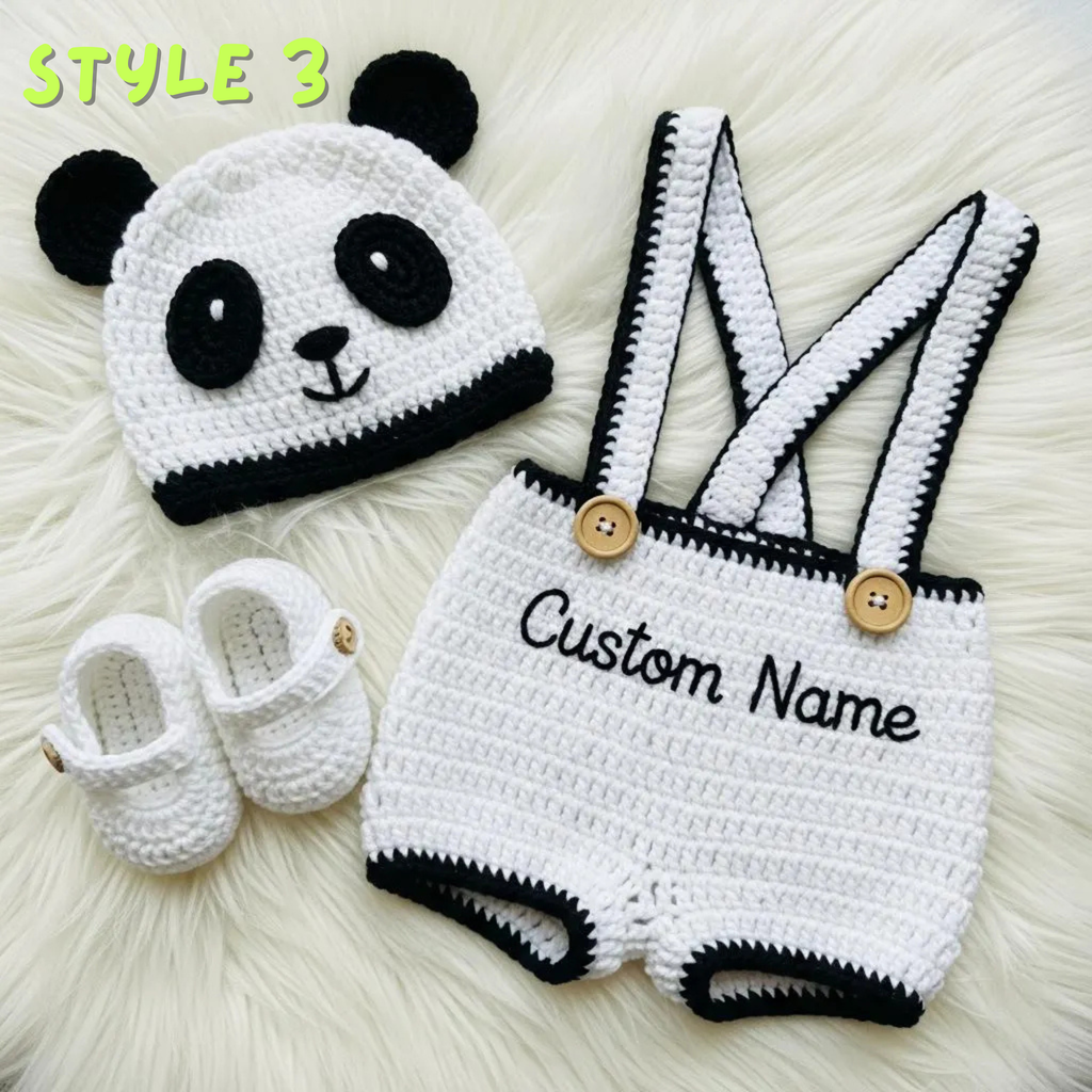 Personalized Crochet Baby Outfit, Animal Romper Set with Hat and Booties, Newborn Photo Prop