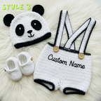 Personalized Crochet Baby Outfit, Animal Romper Set with Hat and Booties, Newborn Photo Prop