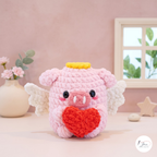 Valentine Crochet Pattern Bundle PDF, Cupid Pig Owl Amigurumi Set