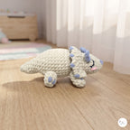 Crochet Triceratops Plush, Handmade Sleeping Dinosaur Amigurumi, Soft Chenille Dino Stuffed Animal, Nursery Decor, Dino Lover Gift