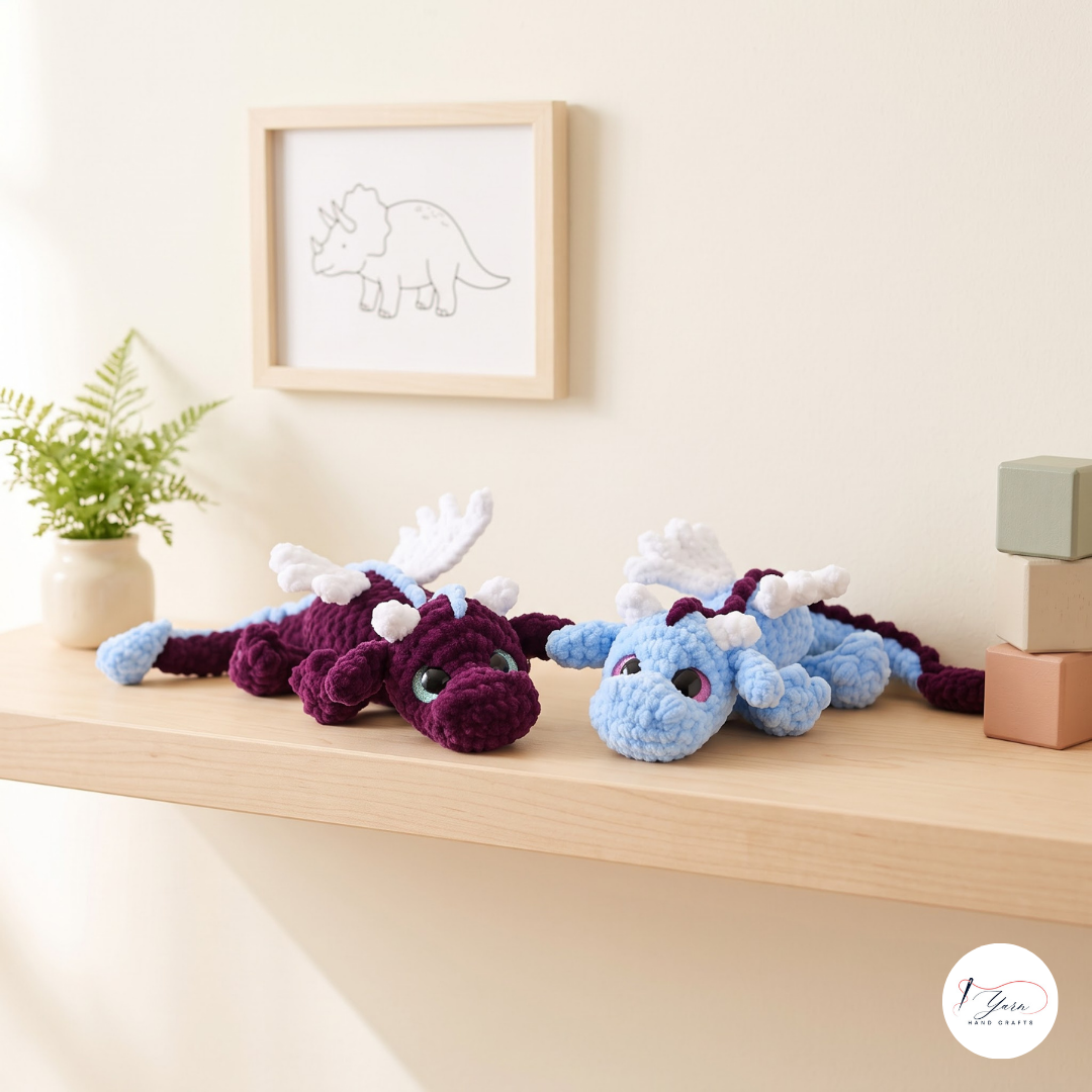 Lying Dragon Crochet Pattern PDF, 3 Sizes, Cute Amigurumi Plush Tutorial