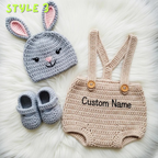 Personalized Crochet Baby Animal Outfit, Sheep Bunny or Cow Romper Set with Hat and Booties, Newborn Photo Prop, Baby Shower Gift