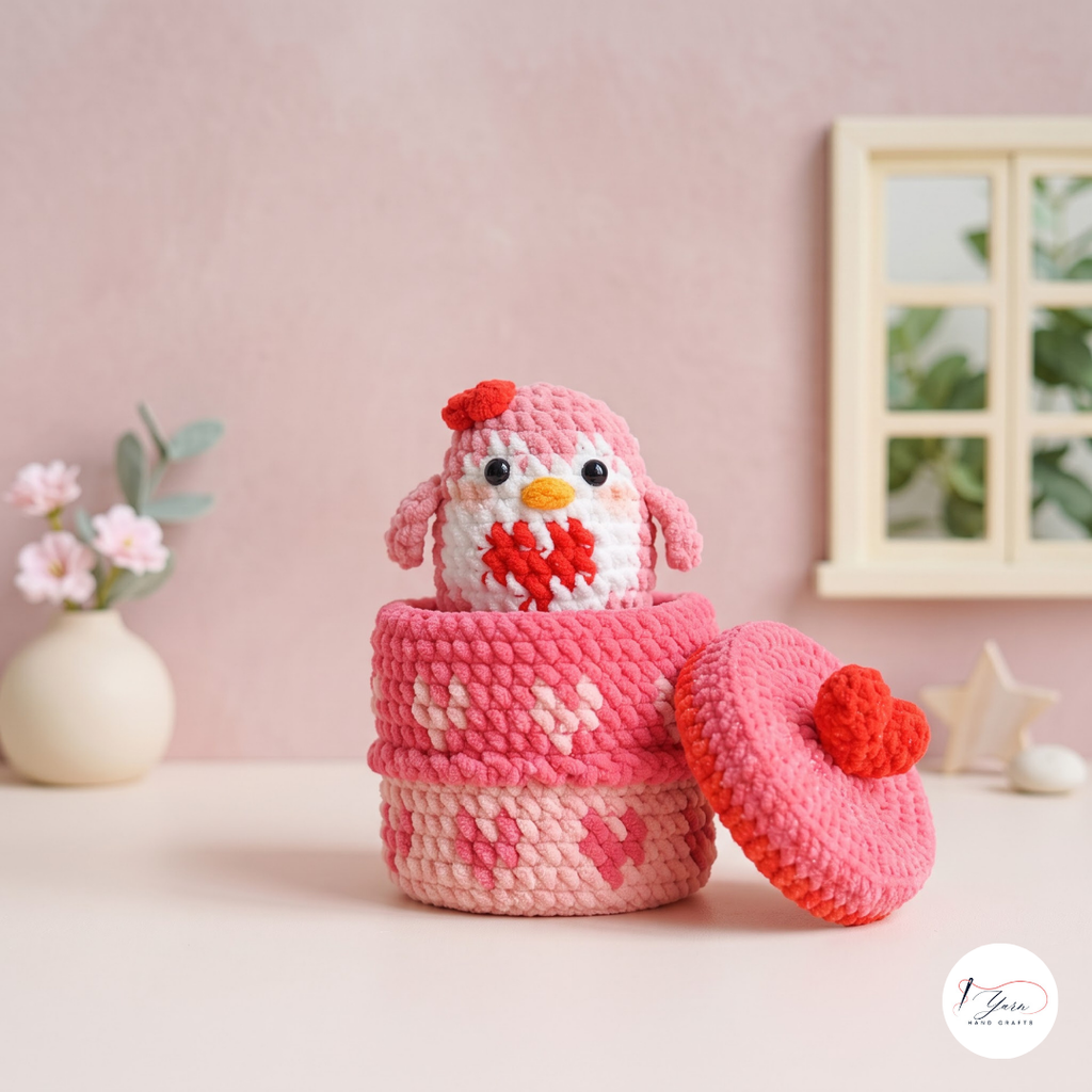 Valentine Penguin Crochet Pattern Bundle PDF, Angel Penguin Gift Box Amigurumi