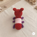Crochet Caterpillar Plush, Handmade Red Amigurumi Bug, Soft Chenille Stuffed Insect Toy, Caterpillar Lover Gift, Nursery Decor
