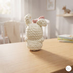 Crochet Bunny Plush with Pink Bow, Handmade White Amigurumi Rabbit, Soft Chenille Stuffed Animal, Easter Gift, Nursery Decor