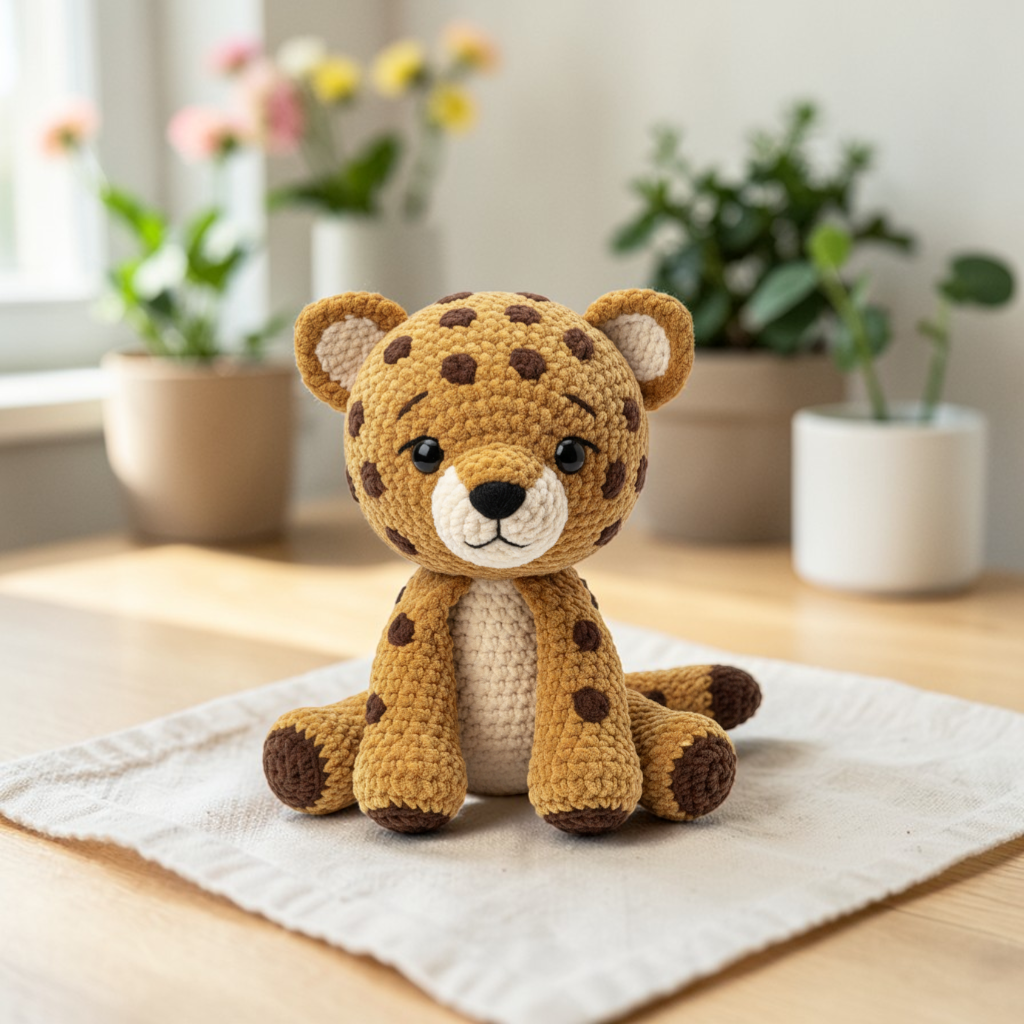 Little Leopard Crochet Pattern PDF, Amigurumi Leopard Plush, Cute Jungle Animal Crochet Pattern