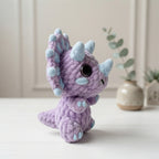 Mini Triceratops Crochet Pattern PDF, Cute Dinosaur Amigurumi, Purple Dino Plush Pattern