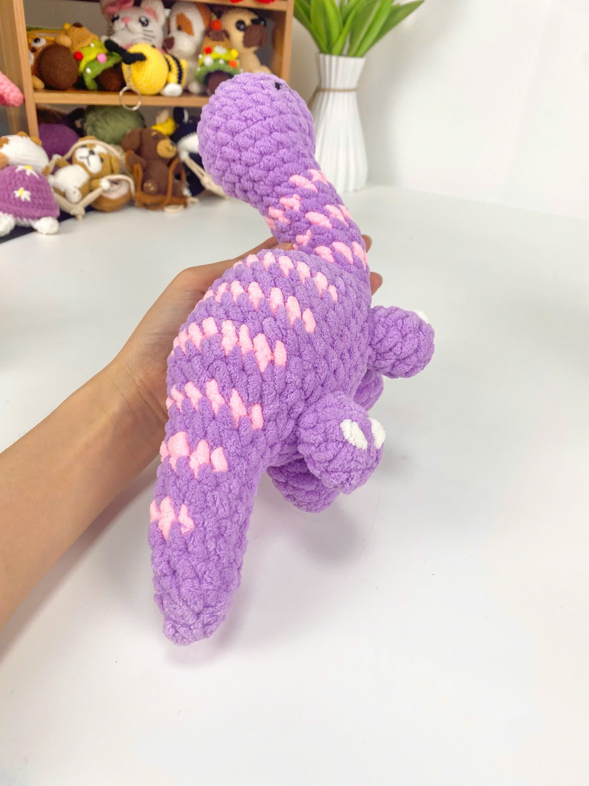 Purple Dragon Crochet Pattern: Amigurumi Dinosaur PDF Tutorial