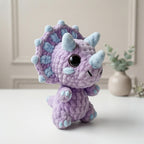 Mini Triceratops Crochet Pattern PDF, Cute Dinosaur Amigurumi, Purple Dino Plush Pattern
