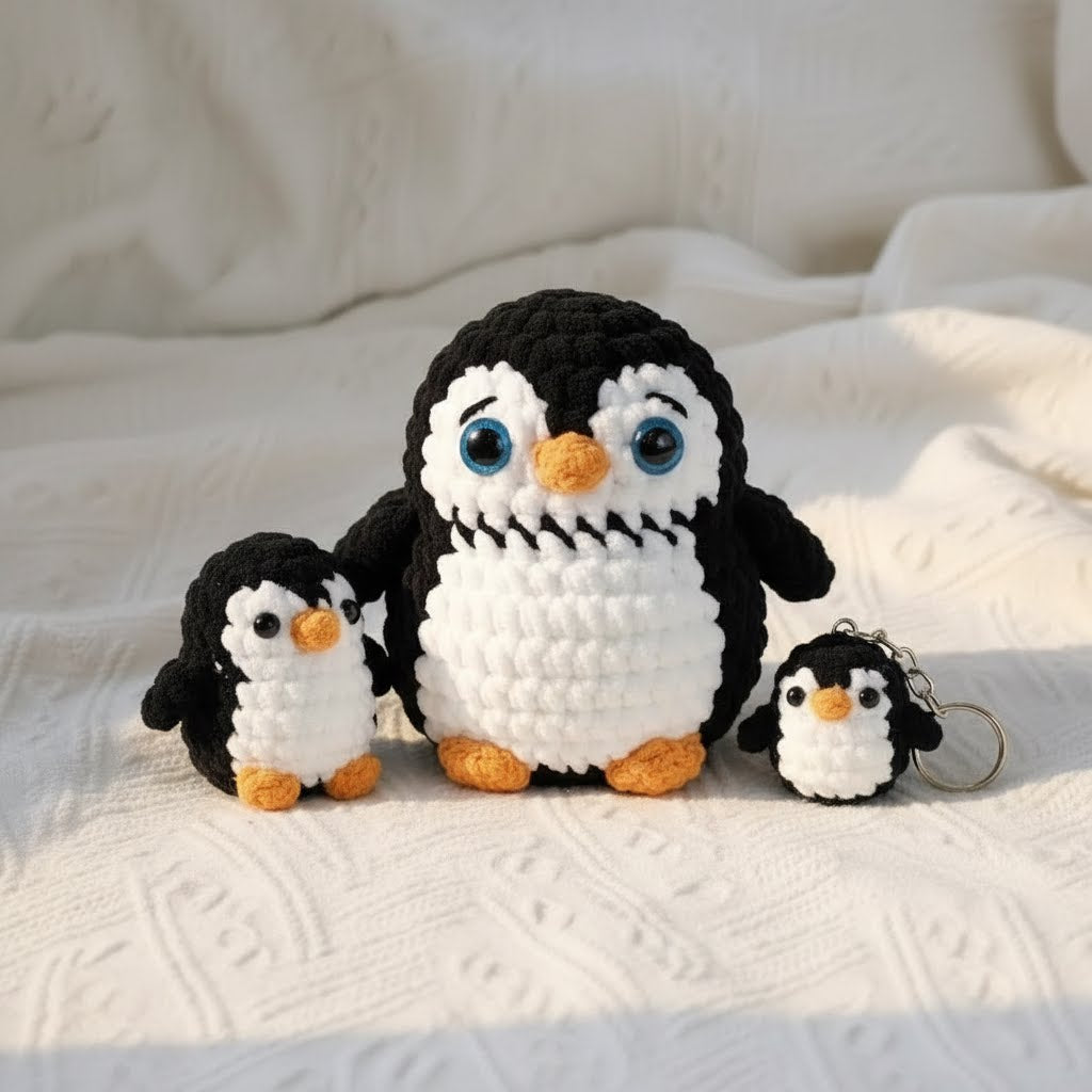 Cute Penguin Crochet Pattern Bundle, Amigurumi Penguin Plush Set (3 Sizes)