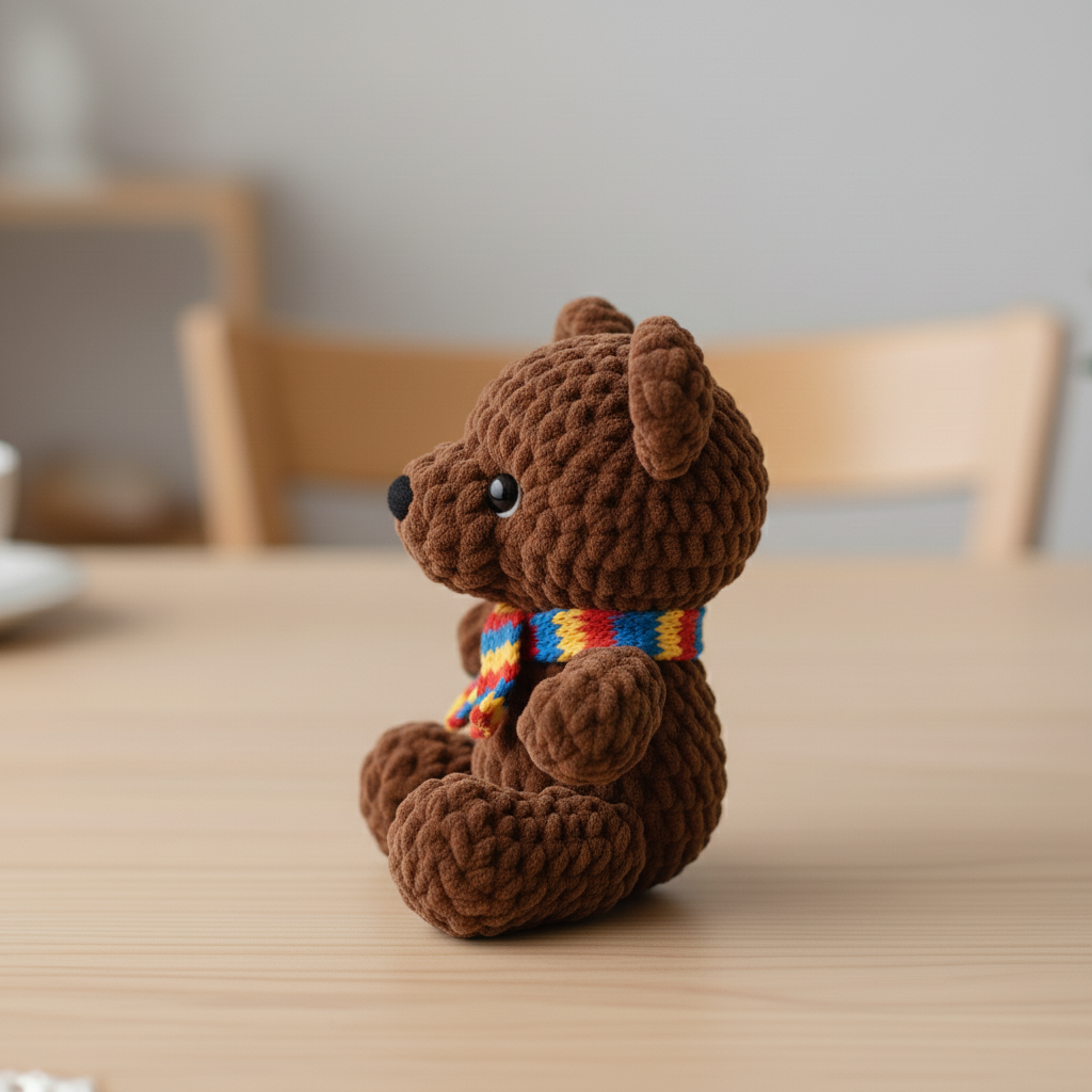 Teddy Bear Crochet Pattern PDF, Rainbow Scarf Bear Amigurumi, Cute Plush Bear Toy