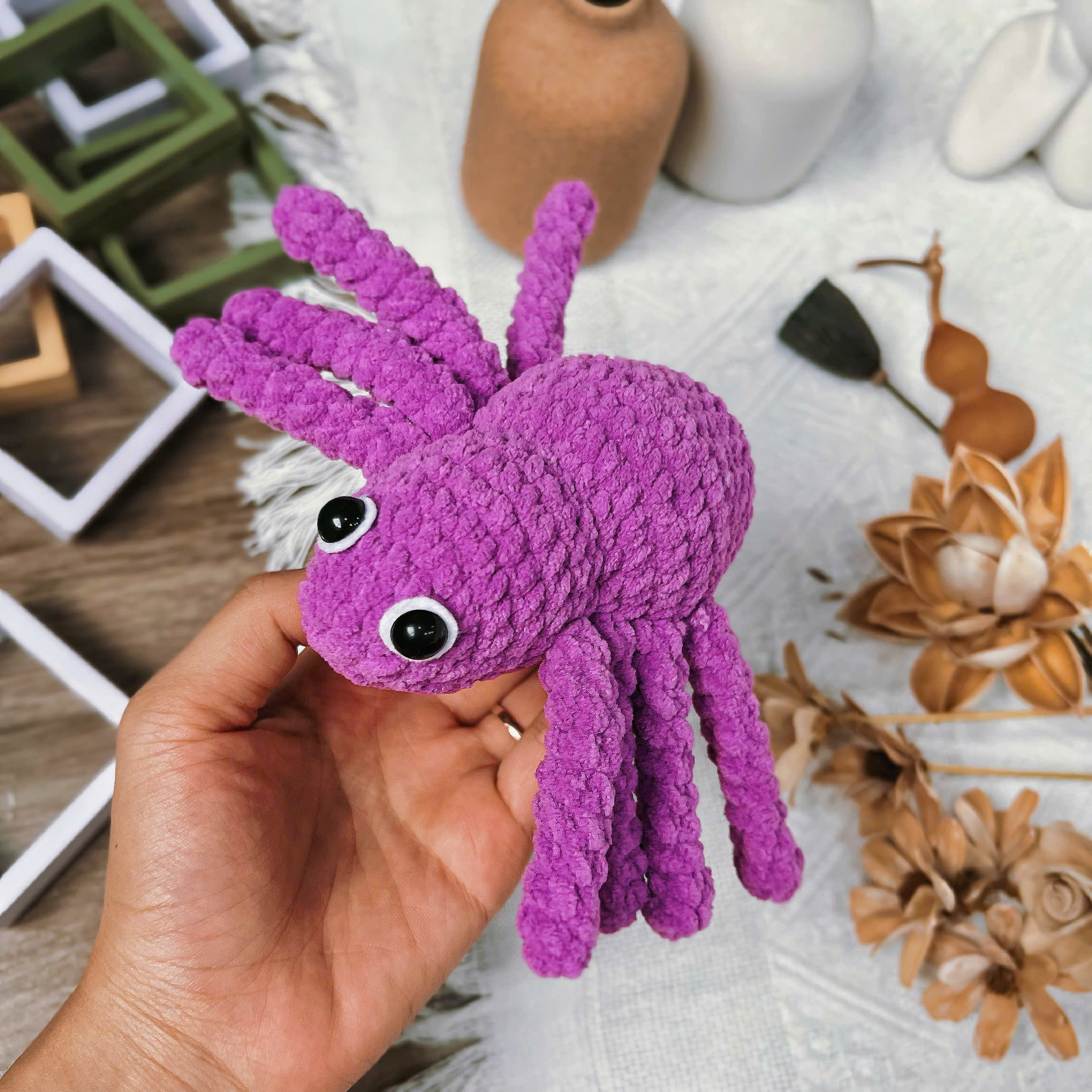 Halloween Spider Crochet Pattern PDF, No Sew Amigurumi Spider, Cute Plush Spider Tutorial